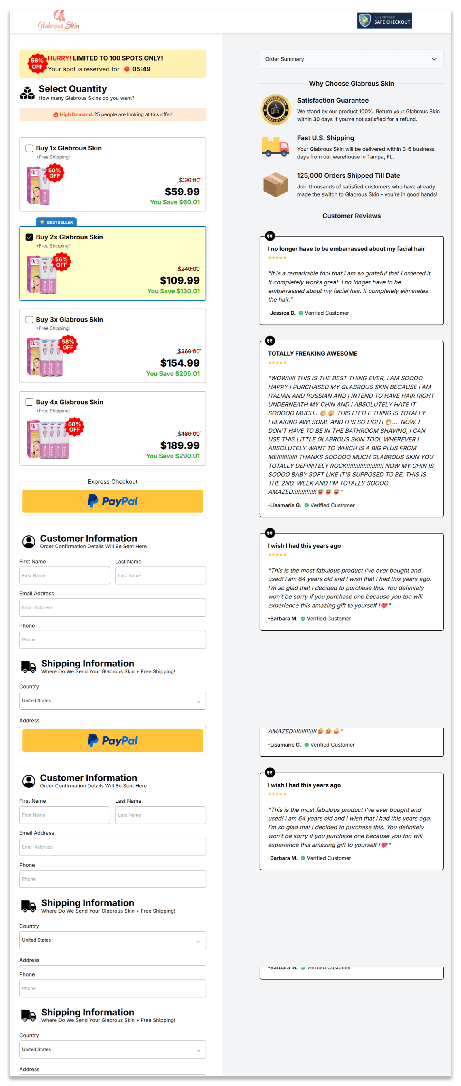 Glabrous Skin secure checkout page